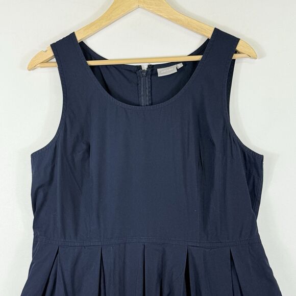 eShakti Women's XL 16 Blue White Stripe Sleeveless Nautical Fit Flare Dress - Picture 2 of 7